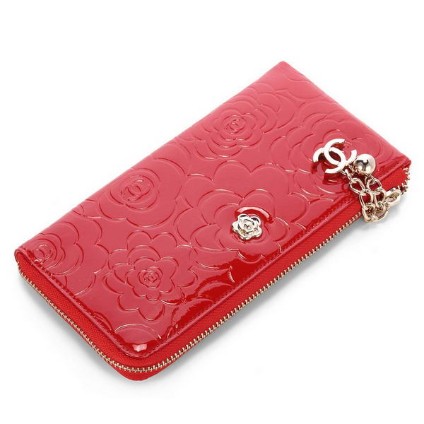 Replica Chanel Flower Leather Zippy Wallet A30319 Red